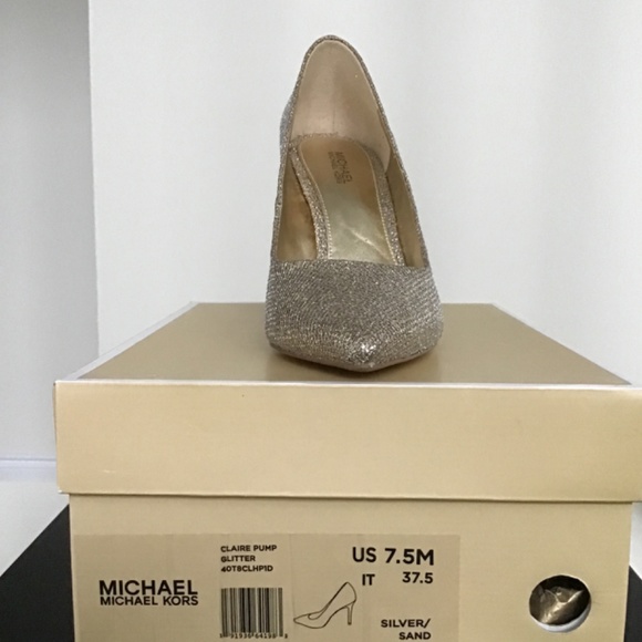 Michael Michael Kors Claire silver/gold high heel shoes size 7 1/2 - Picture 11 of 13